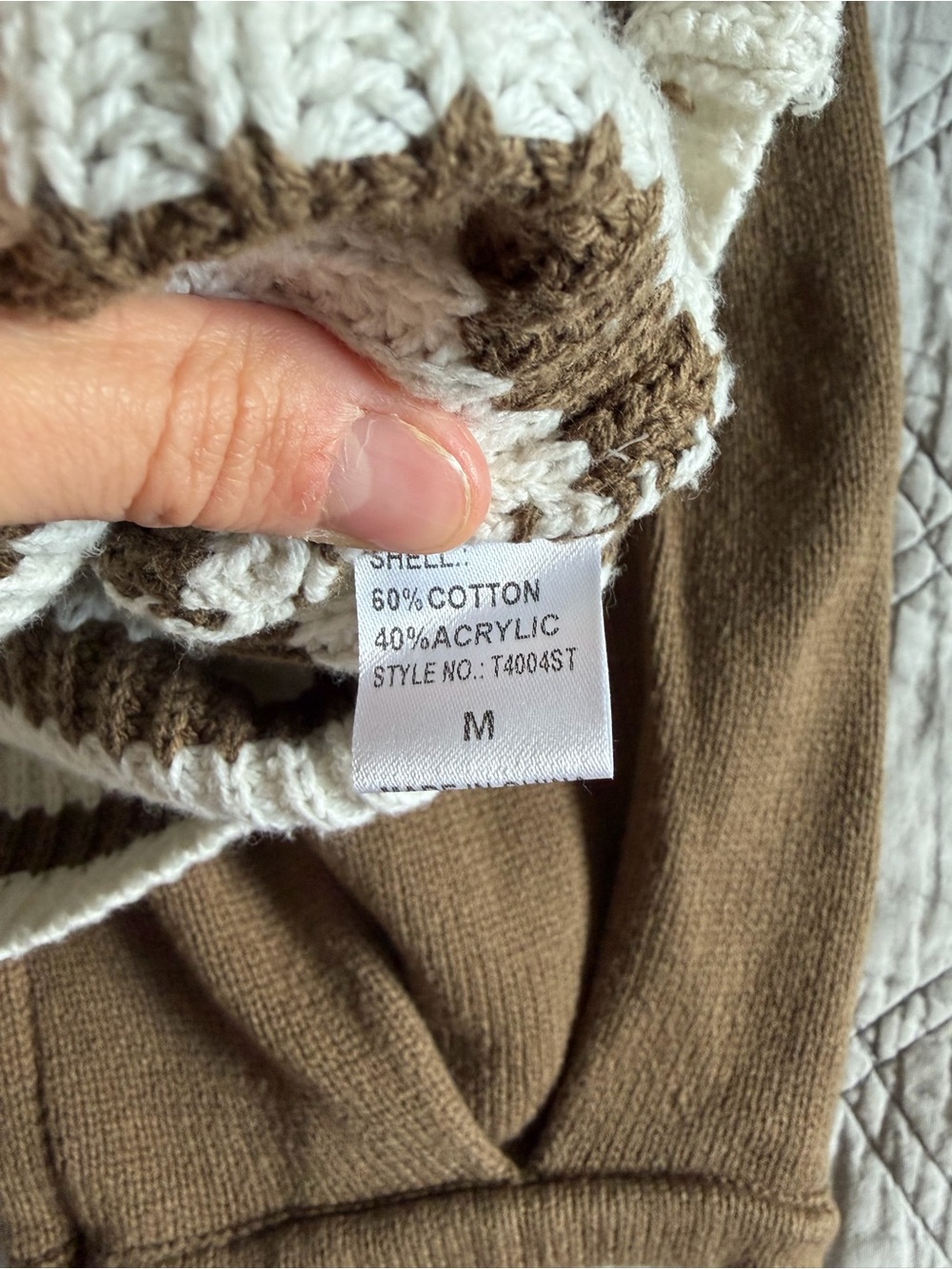 Roolee Cream and Brown Striped Knit Top with Pocket - Picture 14 of 15